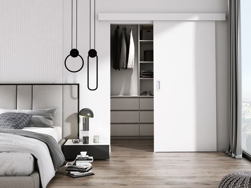 Drzwi przesuwne białe  76 cm cały zestaw zdjęcie 2