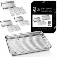 Zestaw 3x Kratka Ociekowa z Tacką do Odpoczynku Mięsa Pieczenia Chłodzenia