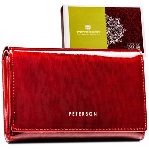 lakierowany, czerwony portfel damski zamykany na zatrzask - peterson na Arena.pl