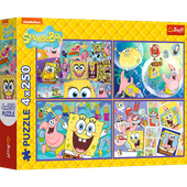 Puzzle - 4x250 - Szalony świat Sponge Boba - Trefl 13342