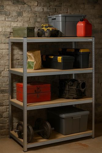 REGAŁ METALOWY MAGAZYNOWY 150x75x30cm 4 PÓŁKI MDF 150kg 600kg DO na Arena.pl