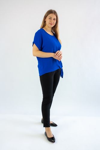 Bluzka krótki rękaw wiązana Unna Chabrowa UNI na Arena.pl