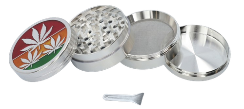 Srebrny Metalowy Młynek 4-Częściowy Do Tytoniu I Ziół Gentelo na Arena.pl