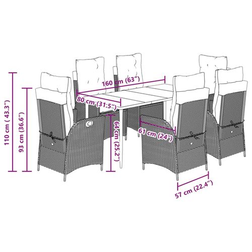 7-cz. zestaw mebli ogrodowych z poduszkami, beżowy, polirattan na Arena.pl