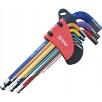 Klucze imbusowe HEX z kulką zestaw 9 el. sześciokątne Silver