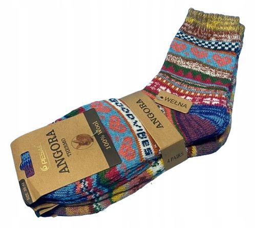 4x ZIMOWE CIEPŁE SKARPETY WEŁNIANE ANGORA PREZENT świąteczne POD CHOINKE na Arena.pl