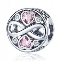 Zawieszka SREBRO 925 Charms Koralik Serce Znak Nieskończoności Miłość