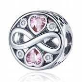 Zawieszka SREBRO 925 Charms Koralik Serce Znak Nieskończoności Miłość