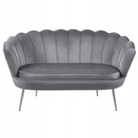 szara welurowa tapicerowana furnitex art déco kanapa do salonu dwuosobowa