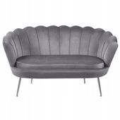 szara welurowa tapicerowana furnitex art déco kanapa do salonu dwuosobowa