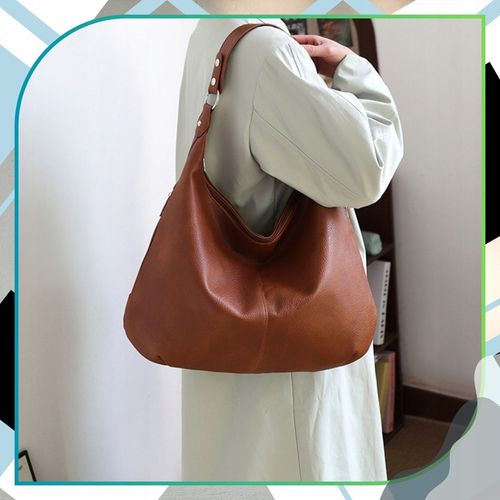 Damska Torebka Skórzana Brązowa Worek Pojemna A4 Duża Na Ramię Pasek Skóra na Arena.pl