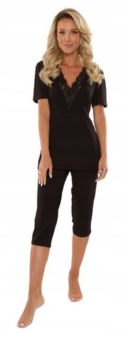 Elegancka Piżama spodnie 3/4 wiskozowa koronką XL na Arena.pl