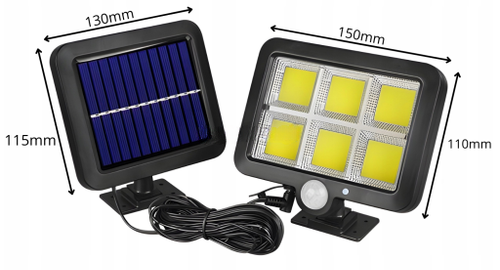 Lampa solarna 120 COB LED kabel 5m LS2 na Arena.pl