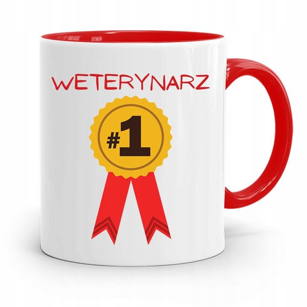 Kubek Czerwony Weterynarza Weterynarz Prezent Z Nadrukiem Ze Zdjęciem zdjęcie 1