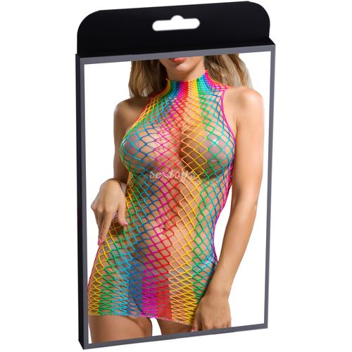 Siateczkowe Body Tęczowa Sukienka Tuba Bez Rękawów na Arena.pl