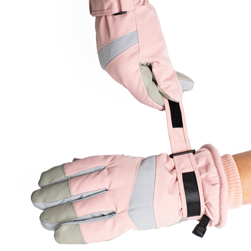 Rękawiczki Narciarskie Zimowe Na Snowboard Nart Jasno-Różowe na Arena.pl