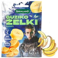 Bakalland GUZIKOŻELKI GUZIKO ŻELKI BANANOWE banan 34g bez dodatku cukru