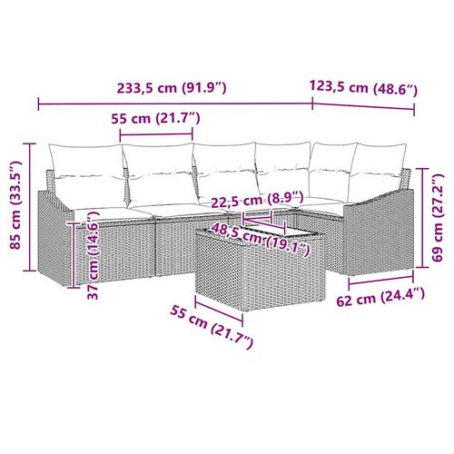 Zestaw Sof na Ogród 6 pcs Brązowy Polirattan na Arena.pl