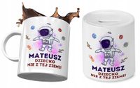 Dla Mateusza Zestaw Kubek + Skarbonka Dla Dziecka Z Nadrukiem Ze Zdjęciem