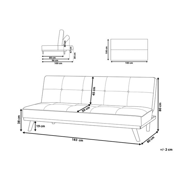 Sofa rozkładana czarna FROYA zdjęcie 9