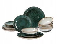 Serwis obiadowy MPLCo 18 el. dla 6 osób okrągły Green Grey Ombres