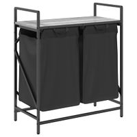 Kosz na pranie 2 przegrody z półką, szary dąb sonoma