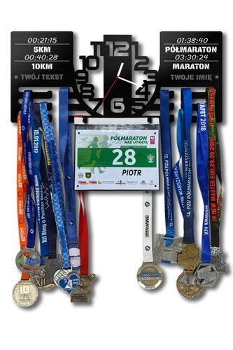 Wieszak na medale i numery startowe z zegarem REKORDY BIEGANIE imię 431.1 na Arena.pl