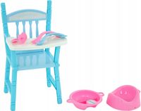KRZESEŁKO DO KARMIENIA DLA LALEK + AKCESORIA