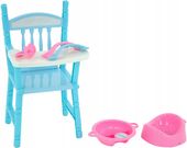 KRZESEŁKO DO KARMIENIA DLA LALEK + AKCESORIA