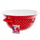 Duża MISKA emaliowana CZERWONA w GROCHY retro 9L