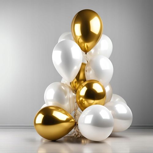 BALONY BIAŁO ZŁOTE CHROMOWANE ZESTAW BALONÓW NA KOMUNIĘ ŚLUB WESELE na Arena.pl