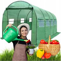 TUNEL OGRODOWY FOLIOWY 3X4 m 12m2 ZIELONY FOLIAK 8 OKIEN Z MOSKITIERAMI