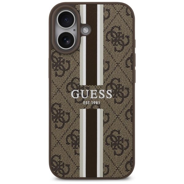 Etui Guess 4G Printed Stripes MagSafe do iPhone 17 brązowy zdjęcie 3