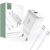 tech-protect c20w 2-port network charger pd20w/qc3.0 + type-c cable white