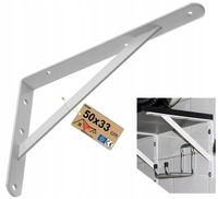 Mocny WSPORNIK KĄTOWNIK podpórka PÓŁKI Duży Metalowy uchwyt półek 50x33 cm