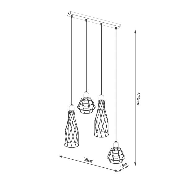 Lampa wisząca SUBA 4L czarna zdjęcie 5