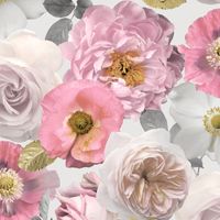 TAPETA WZÓR W KOLOROWE KWIATY LIŚCIE PAPIEROWA