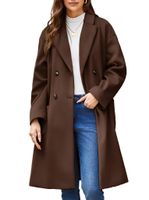 Damski długi płaszcz GRACE KARIN Jednokolorowy zimowy kawowy brąz XL