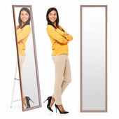 LUSTRO STOJĄCE 148 CM NOWOCZESNA METALOWA RAMA MIEDŹ