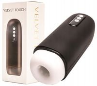 Masturbator z wibracją i ssaniem. Cyberskóra, czarny. Ładowany USB