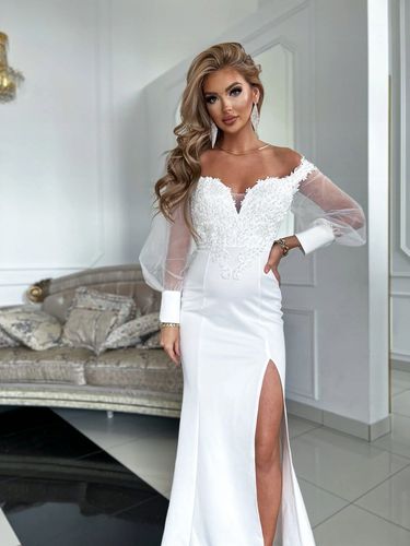 SUKIENKA FINEZJA DŁUGA ŚLUBNA BIAŁA 34 na Arena.pl