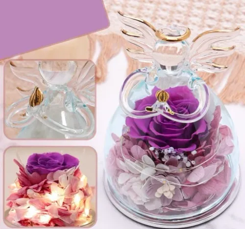 Wieczna Róża w Szkle Świecąca LED Prezent na Dzień Babci Walentynki Kobiety na Arena.pl