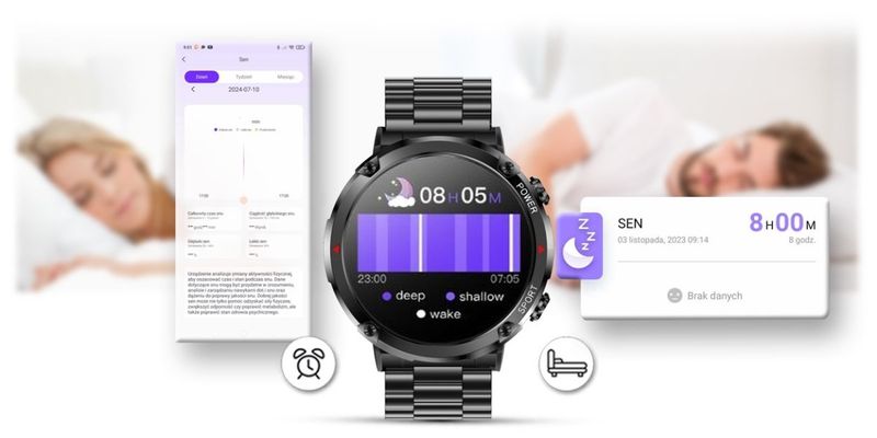 Smartwatch Gravity GT21-1+ Czarny Pasek Silikonowy zdjęcie 14