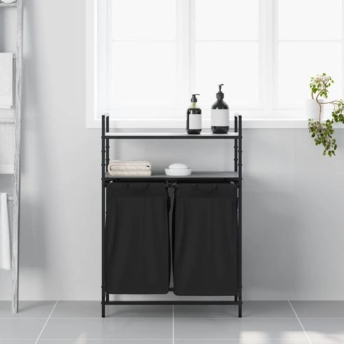 Kosz na pranie 2 przegrody z półkami, szary dąb sonoma na Arena.pl