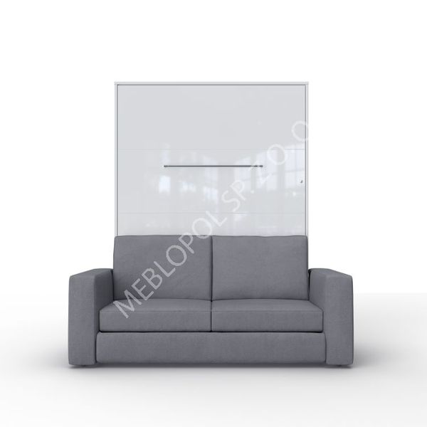 Półkotapczan MEBLOPOL 140V pionowy z sofą b./biały połysk z LED zdjęcie 1