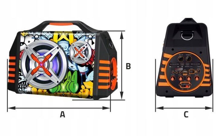 Głośnik Bluetooth Przenośny Karaoke Mikrofon Manta Helios 2 USB, AUX, FM 8h zdjęcie 12