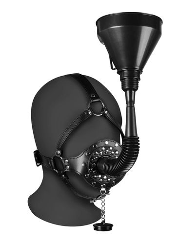 Open Mouth Gag Head Harness with Funnel   Black na Arena.pl