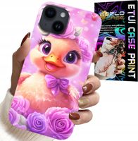 ETUI DO IPHONE 15 - SŁODKA KACZUCHA, KACZKA NA RÓŻOWYM TLE