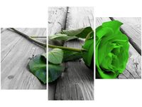 60 90CM OBRAZ 3 ELEM LIMONKOWA RÓŻA DESKACH ŚCIENNY DRUK PŁÓTNO