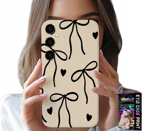 ETUI DO SAMSUNG GALAXY S25 - BEŻOWE KOKARDKI WSTĄŻKA MODNE WZORY na Arena.pl